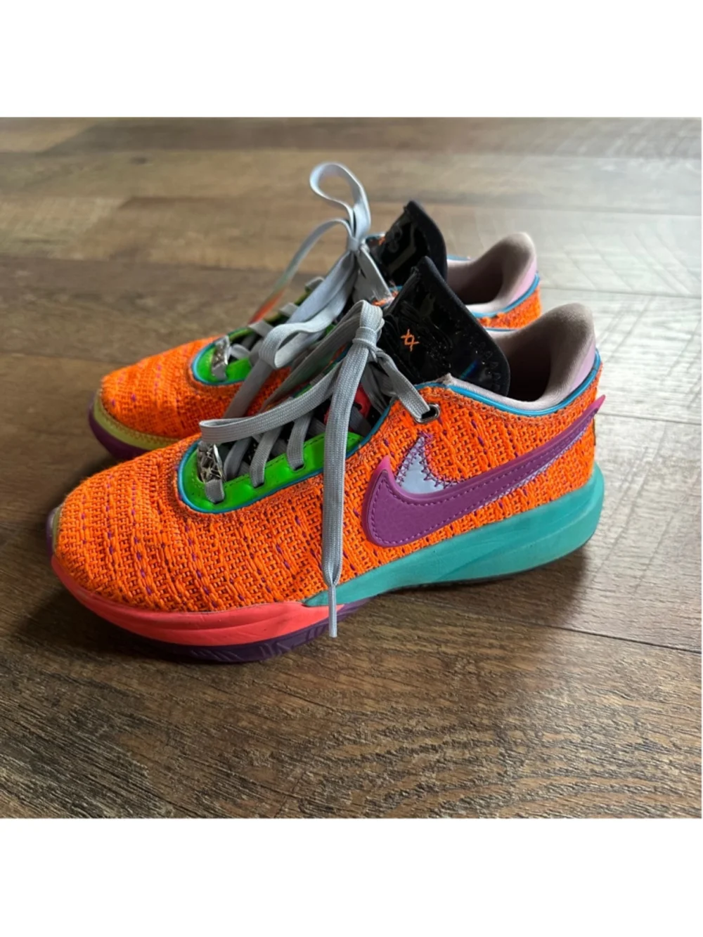Kids Nike LeBron XX Basketball Shoes Size 4Y Orange Purple Summer